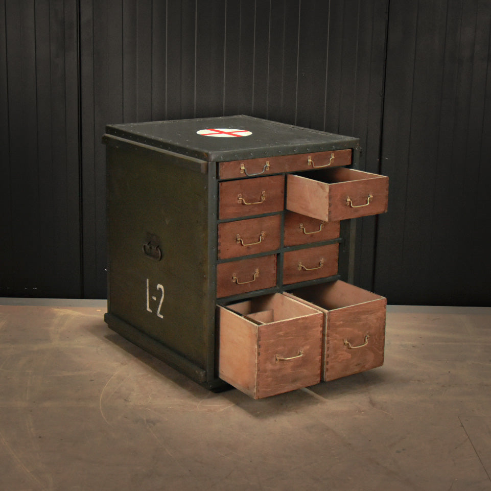Vintage medical military chest of drawers