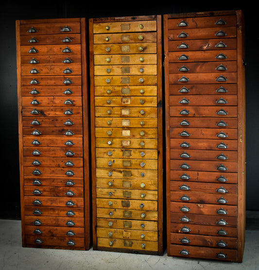 Industrial bank of drawers from Messerschmitt workshop BROWN