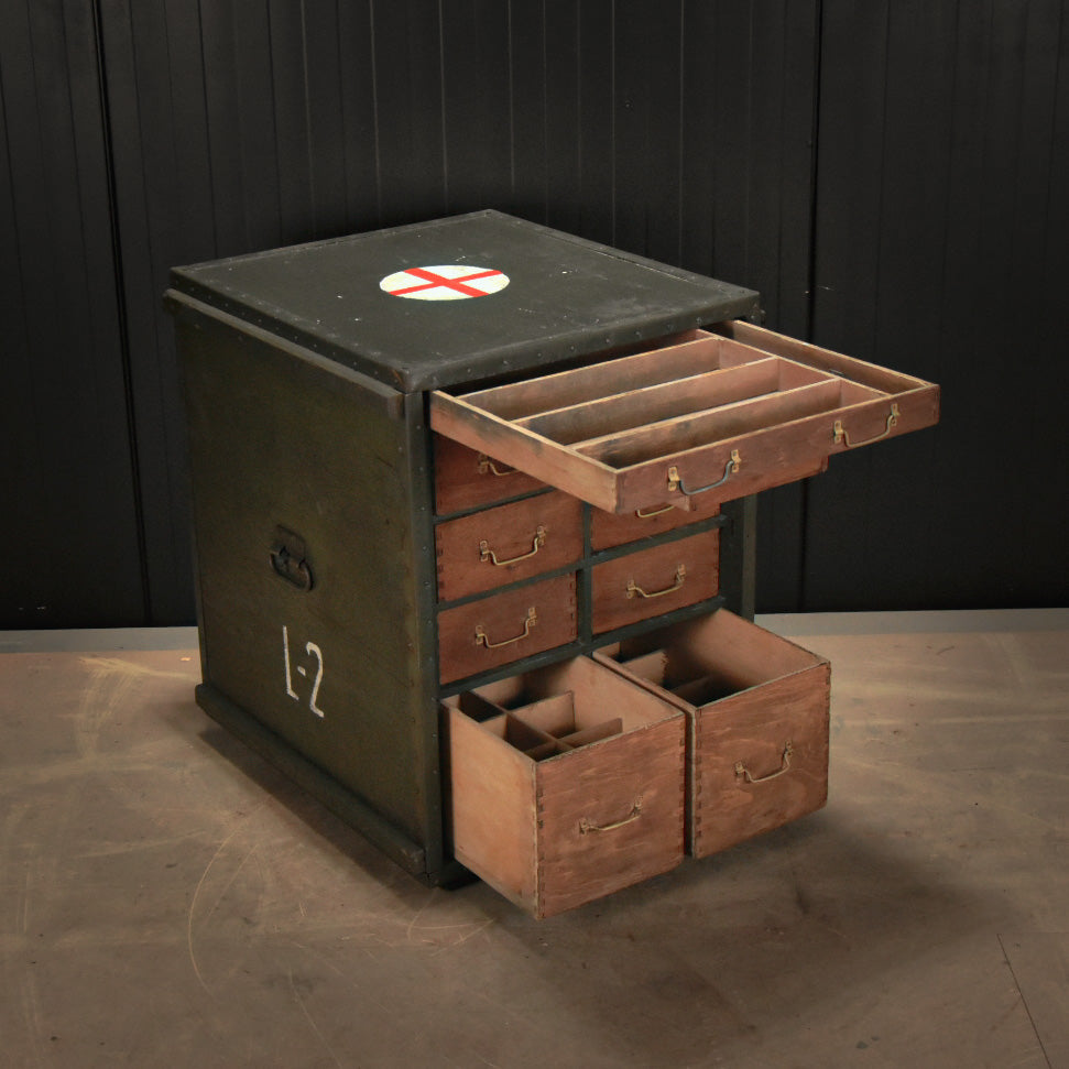 Vintage medical military chest of drawers