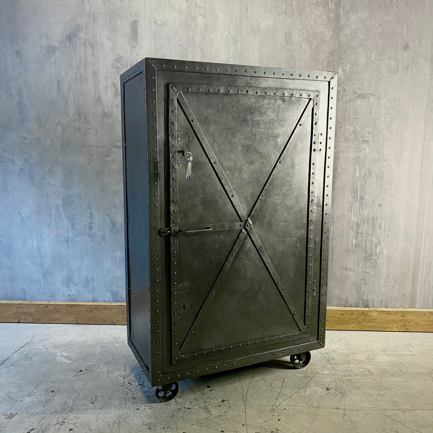 Antique riveted Bank cabinet from post office in Vienna