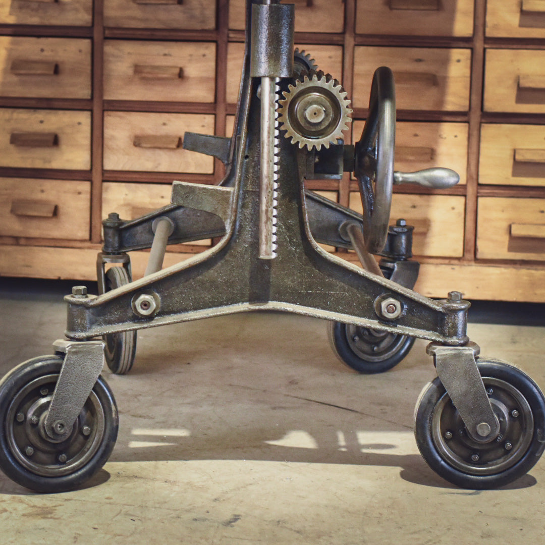 Industrial Crank up Cast Iron Adjustable Table