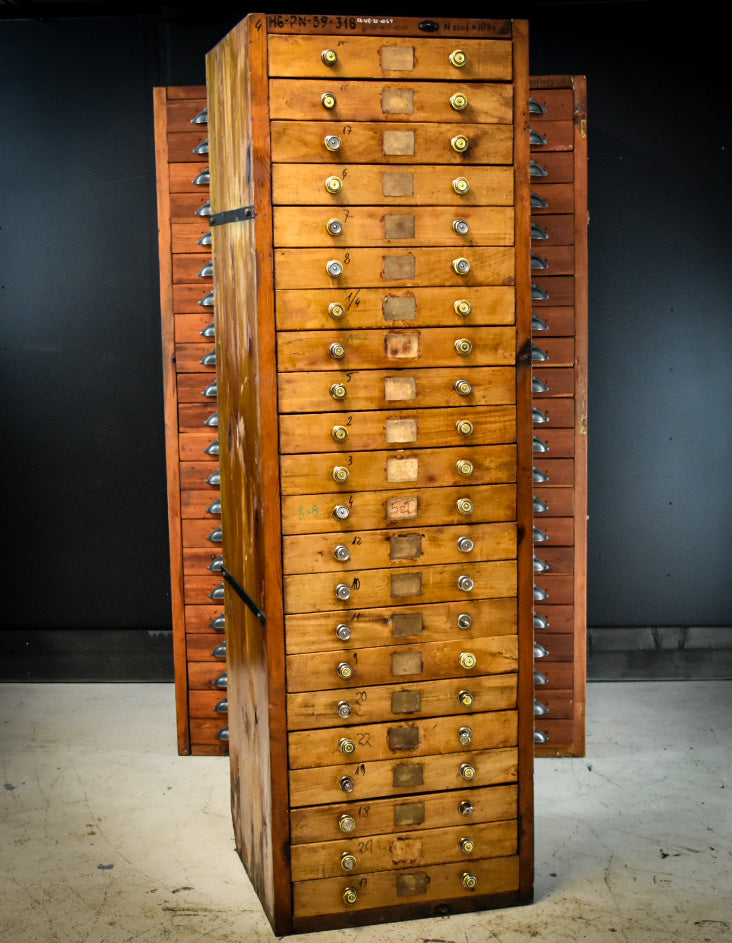 Industrial bank of drawers from Messerschmitt workshop LIGHT BROWN