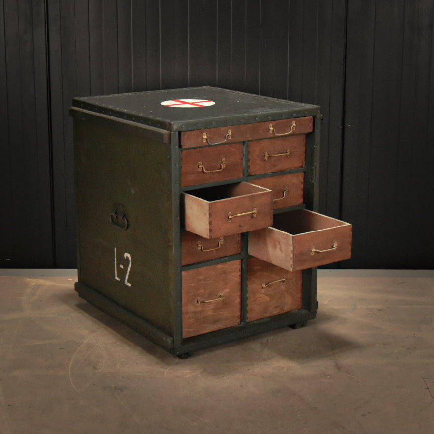 Vintage medical military chest of drawers