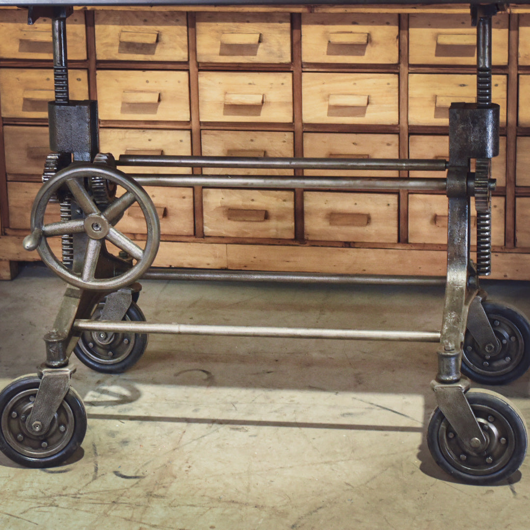 Industrial Crank up Cast Iron Adjustable Table