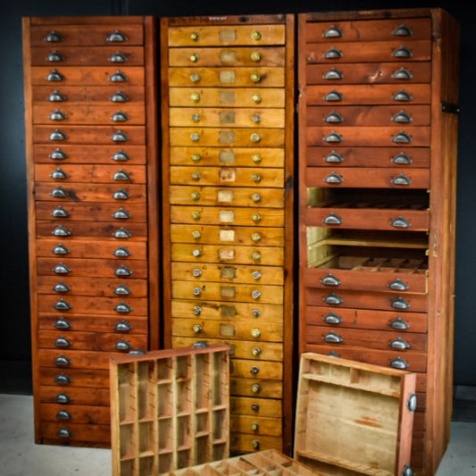 Industrial bank of drawers from Messerschmitt workshop LIGHT BROWN