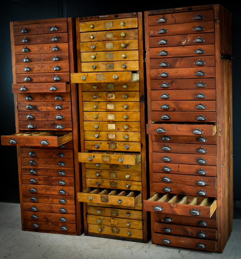 Industrial bank of drawers from Messerschmitt workshop BROWN