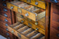 Industrial bank of drawers from Messerschmitt workshop BROWN