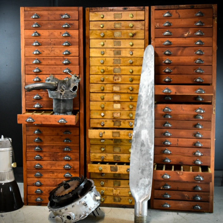 Industrial bank of drawers from Messerschmitt workshop LIGHT BROWN
